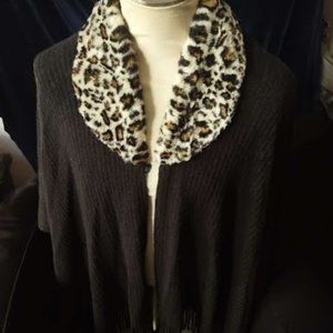 Animal Print & Black Shawl